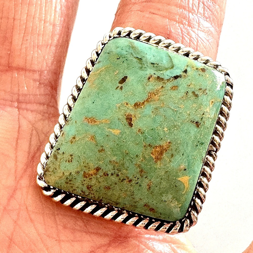 Modern Navajo Turquoise Ring Sz 6 Sterling Gregg Yazzie Big Native Amer